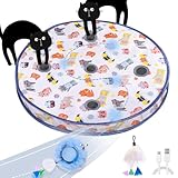 ORSDA Interactive Cat Toys Ball, Automatic Fast Rolling Ball in Pouch, Hide and Seek for Indoor Cats, Motion Chirping Activated Moving Ball, 5 Holes Mat Mouse Catching Game