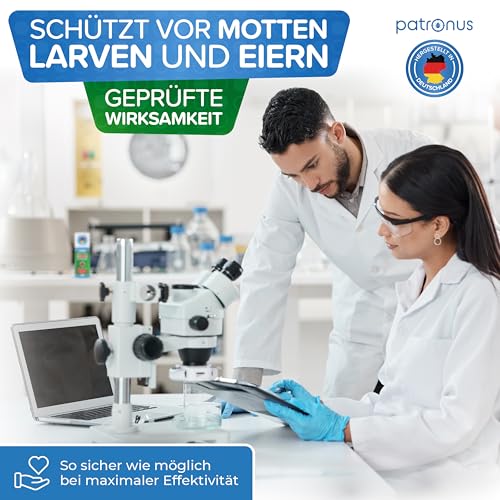 Patronus Motten Power Fogger - 150ml - effektiver Vernebler mit maximalem Sofortschutz gegen Motten, Kleidermotten, Lebensmittelmotten, für schwierig erreichbare Motten-Verstecke, deutsche Produktion