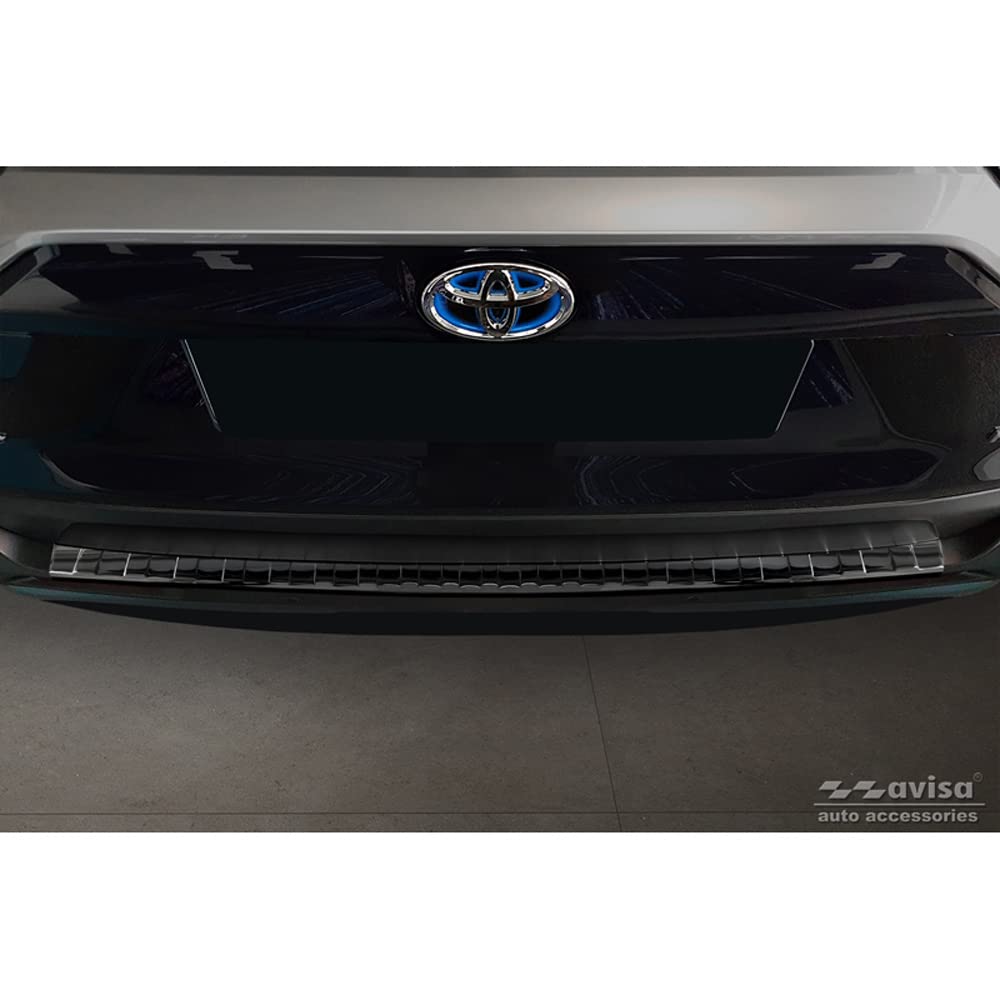 Avisa Schwarz Spiegel Edelstahl Heckstoßstangenschutz Kompatibel Mit Toyota Rav4 V 2018- & Suzuki Across 2020- 'Ribs'