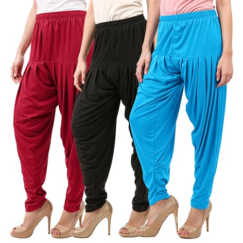 Image of Buy That Trendz Patiyala Pants for Women 3 Combo Patiyala Salwar Harem Viscose Bottoms Pants for Womens
