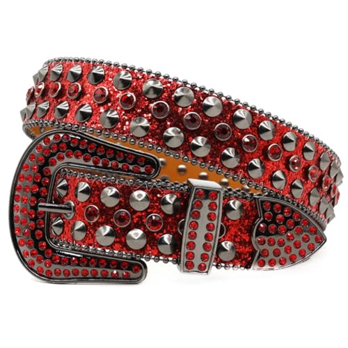 Ceinture Ceinture Rivet Cœur Punk Gothique pour Femme en Cuir PU Noir avec Boucle Métal Ardent