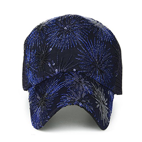 Rayna Fashion Glitter Sequin Baseball Hats For Women Party Reversible Magic Sequined Baseball Caps For Women Hip Hop Dance Navy #TOP1