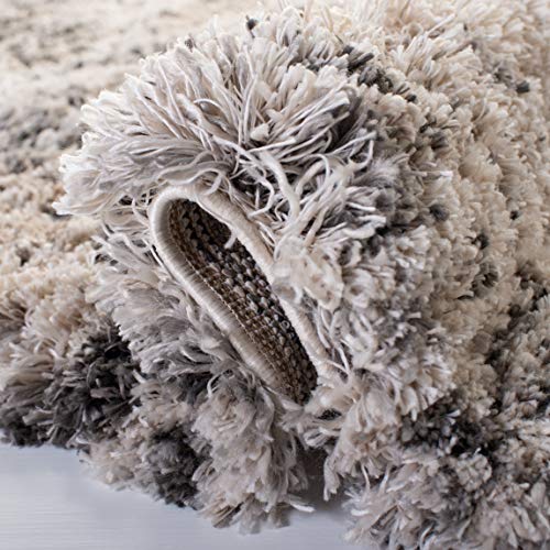 Tapete redondo 4' SAFAVIEH Island Shag crema y gris miniatura 5