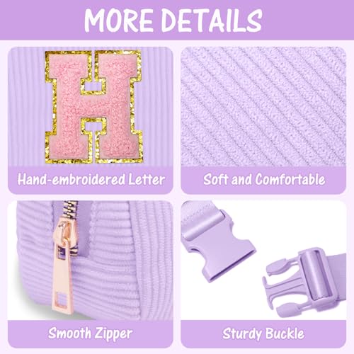 Image of Gitus Girls Birthday Gifts - Initial Fanny Pack Belt Bag Crossbody Bag for Teen Girls - Trendy Personalized Preppy Stuff (Lavender-H)