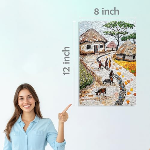 Image of SiddArtify Village Life Wall Art Prints Set - Landscape Poster Decor for Living Room Bedroom Office - 8x12 Sticker Pack of 6
