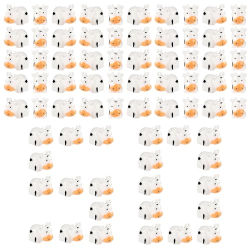 Prasacco 50 Stück Mini-Kuh-Figuren, Miniatur Harztiere Mini Figuren Kunstharz, kleine Harztiere Niedliche Kuh Figuren Kleinkleine Kühe Ornamente Tiere für Mooslandschaft DIY-Handwerk Heimdekoration