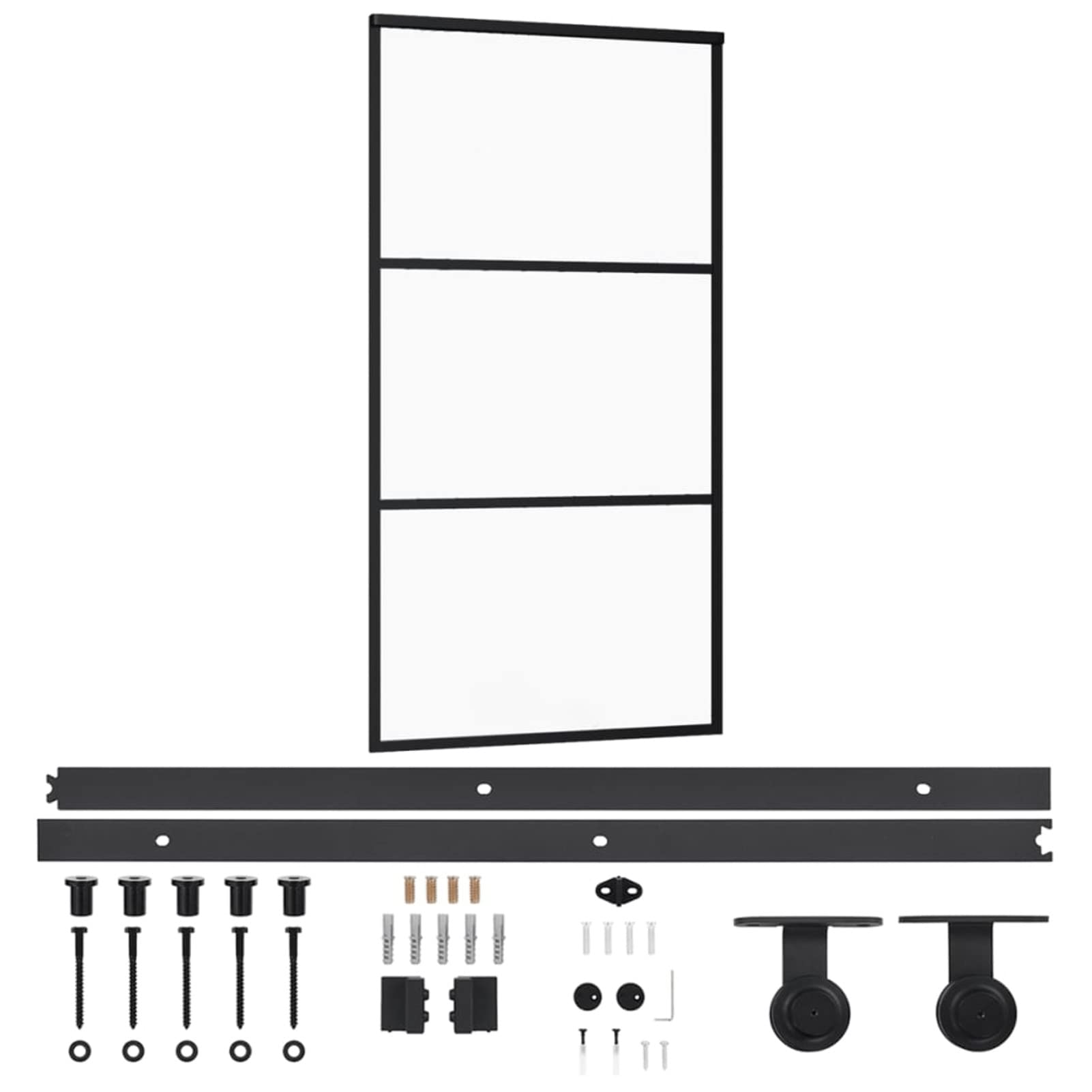 Tidyard Puerta Corredera con Herrajes Puertas Corredizas Entrada Puerta para Baño Salón Sala de Estar Habitación ESG Vidrio y Aluminio 102x205 cm