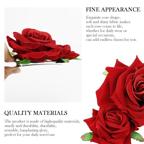 ZJIVQO Rose Hair Clip Flower Hairpin Brooch Velvet Ornament Rose Flower Hair Accessories for Woman Girl Ladies Wedding Hair Clip Flamenco Dancer Valentines Day Decoration - Image 3