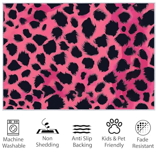 Tapis de salon imprimé léopard rose 120x180 tapis poils courts doux - 8
