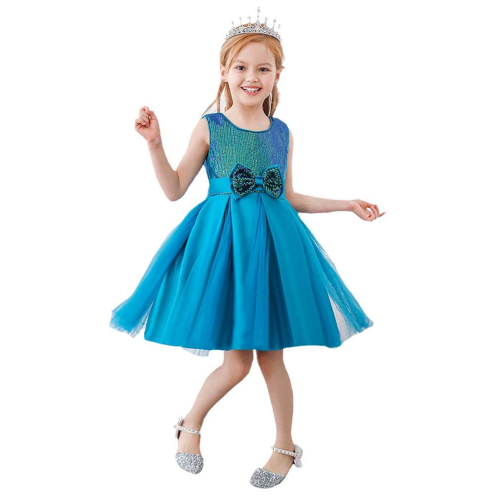 Lito Angels Girls B - Green Flower Bridesmaid Wedding Party Dress Formal Occasion Elegant Sequin Ball Gown For Kids, Age 9-10 Years, Blue Green