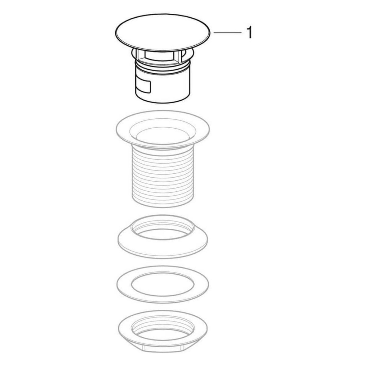 Geberit 152050211 - Válvula de desagüe con caño libre (1 1/4'' x 50 mm, cromado brillante, para lavabos sin rebosadero)