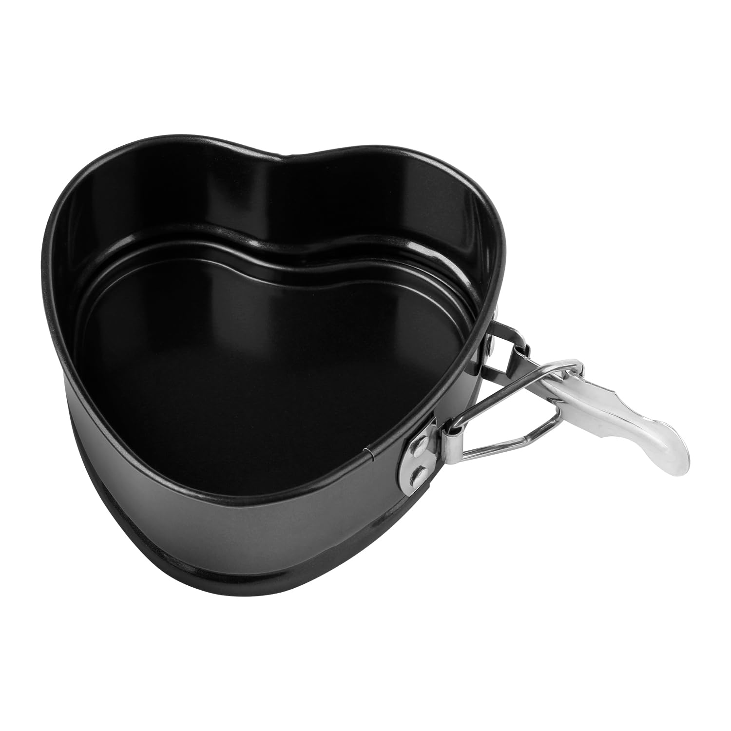 Luckious 4-Inch Heart-Shaped Springform Cake Pan, Non-Stick Carbon Steel Chiffon Cake Mold with Removable Bottom