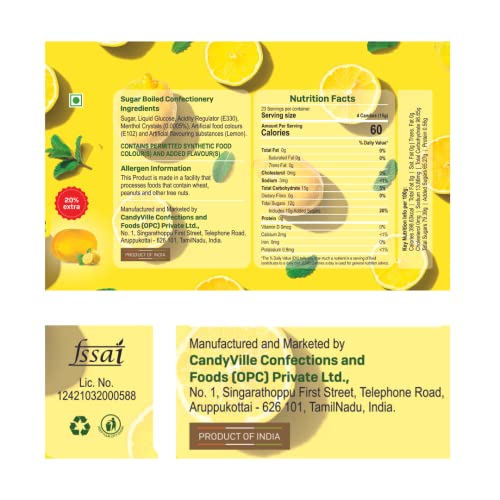 Image of CandyVille Mint Mello Lime Mint Candy Tin (680 Gram - Pack Of 2) | Mild Mint | Lemon Drops With Menthol | Flavoured Candy