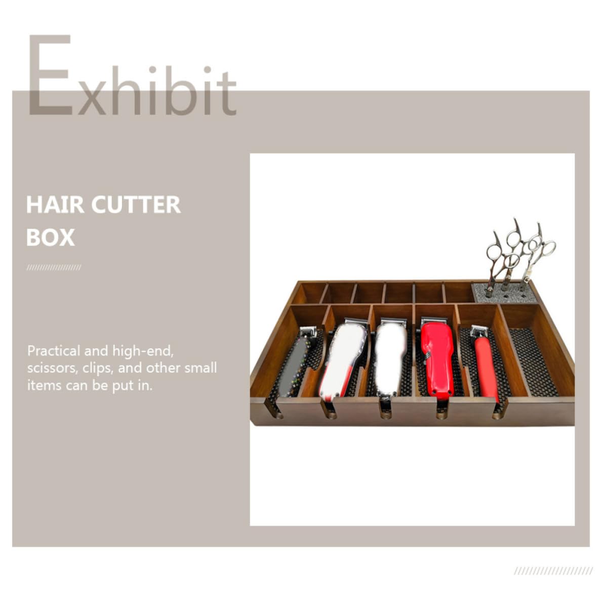 iplusmile Organisateur en Bois Antidérapant pour Tondeuses Grosse Capacité et Design à Grille Rationnelle, Plateau de Rangement pour Outils de Coiffure en Salon Professionnel