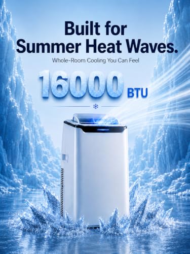 Image of Portable Air Conditioner, 16000 BTU Fast Cooling for Large Rooms up to 850 Sq.Ft, 3-in-1 Energy Efficient Portable AC Unit with Upward Airflow, Sleep Mode, for Bedroom /Apartment /Living Room