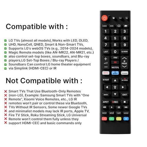 Image of LOUTOC Original Remote Control Compatible with Lg Smart Tv Remote Universal Suitable for LED OLED LCD UHD Plasma Android Television & AKB75095303 with Hot Keys by Tudox