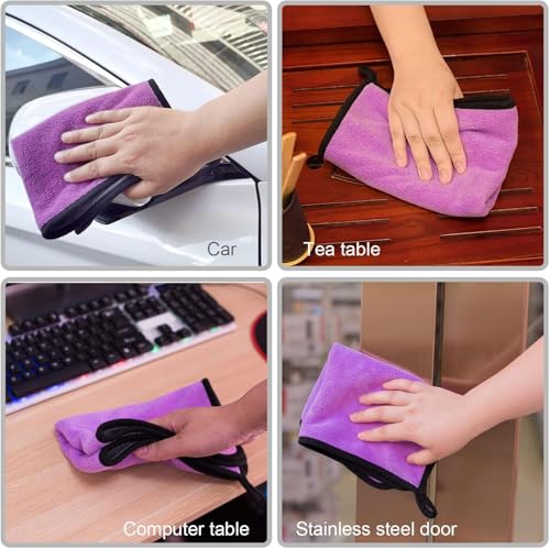 Image of NapkinKART Microfiber Cleaning Cloth - Ultra Soft, Highly Absorbent & Reusable | Lint-Free Multipurpose Towel for Car, Kitchen, Glass & Household Cleaning (Pack of 1 /Purple)