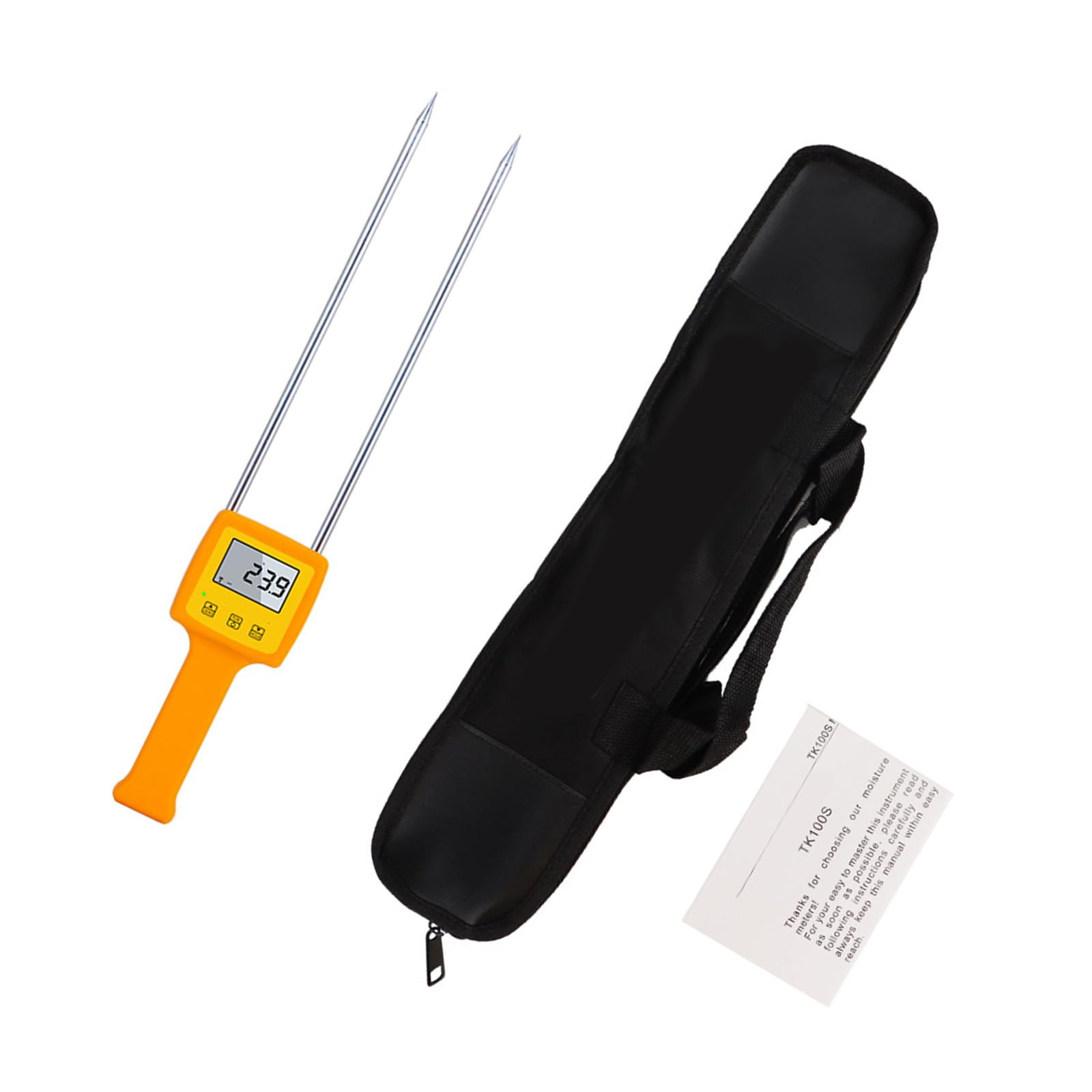 Digital Grains Meter Large Display Grains Humidity Meter Double Probes with Anti Slip Handle for Wheat Corn Bean Peanut High Precisions Sensors