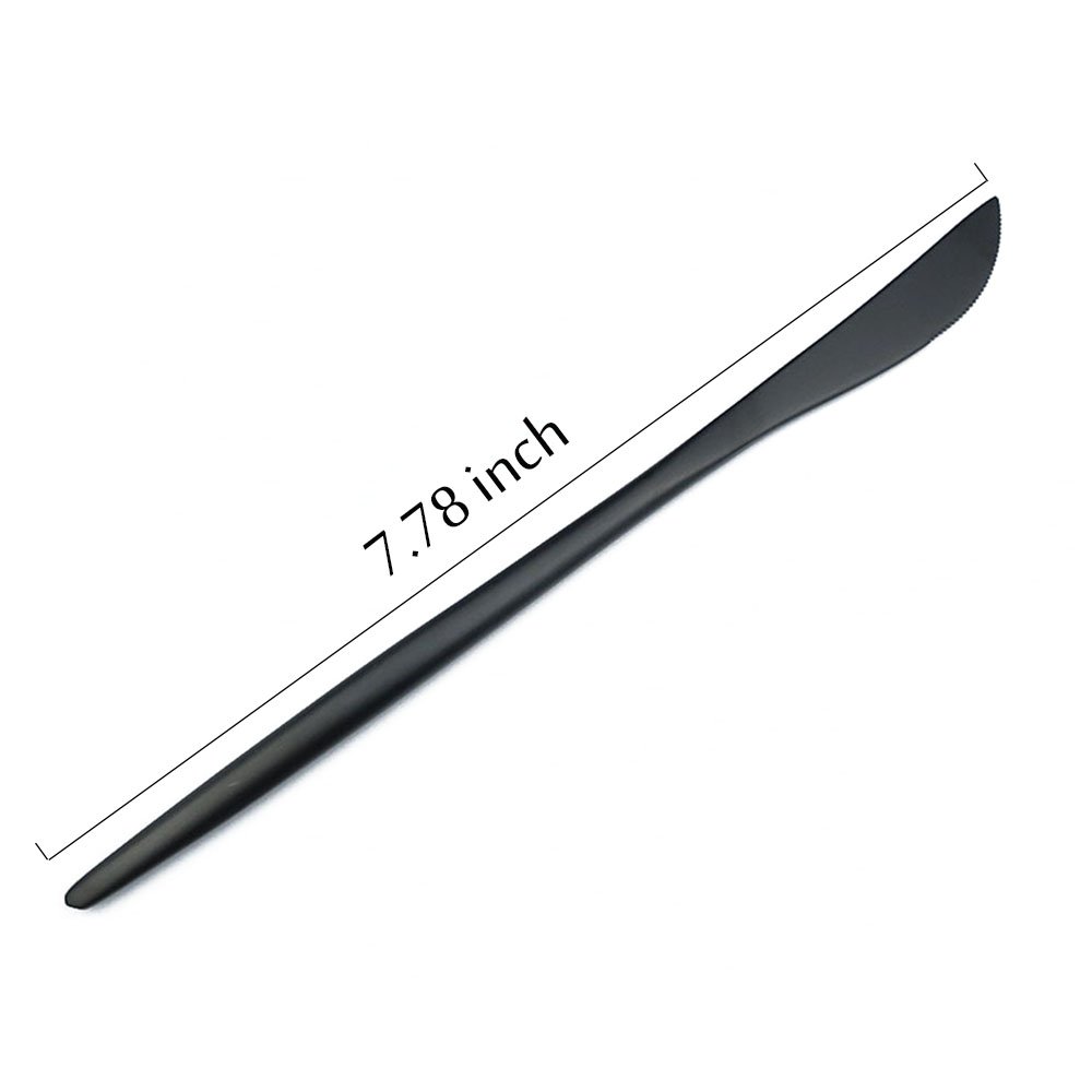 BRIIEC Black Gold 18/10 Stainles Steel Dessert Knife Set, Luxury Cutlery for Kitchen Hotel Restaurant Wedding Party, Matte Finish, Dishwasher Safe, Pack of 6