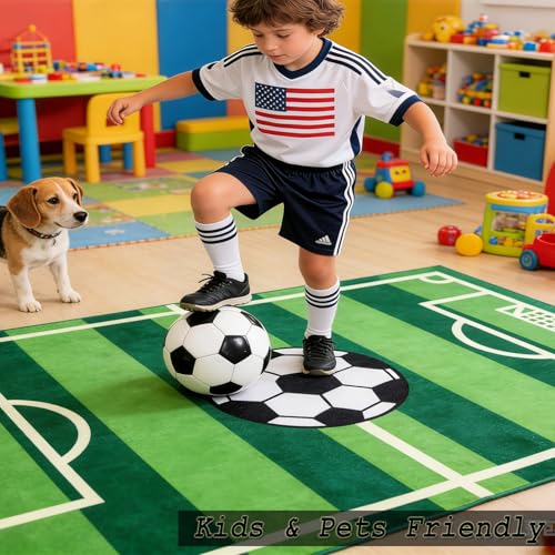 Tapete de campo de fútbol decorativo 3'x5' verde miniatura 4