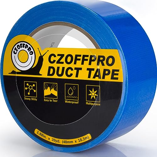 Czoffpro Duct Tape Heavy Duty, Ultra Strong Duct Tape With Waterproof Backing, Easy To Tear By Hand, 1.88 In X 20 Yard, Blue #TOP2