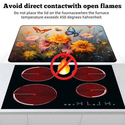 Image of Multi-Design Stove Cover for Glass /Electric Stoves - 3-in-1 Heat-Resistant Protector Mat, Non-Slip Drying Rack 28 inchx20 inch