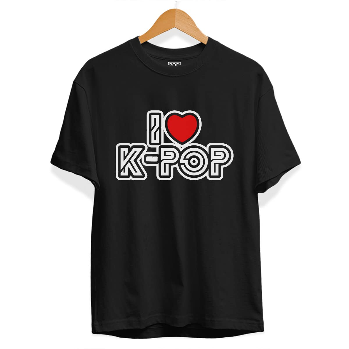 POD STUDIOI Love Kpop T Shirt | Unisex K-Pop Tshirt for Men Women | Round Neck Regular Fit Half Sleeve Cotton Tshirt | K Pop T-Shirts for Boys Girls| Color - Black