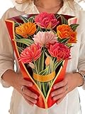 FreshCut Paper Pop Up Cards, Murillo Tulips, 12 inch Life Sized Forever Flower Bouquet 3D Popup...