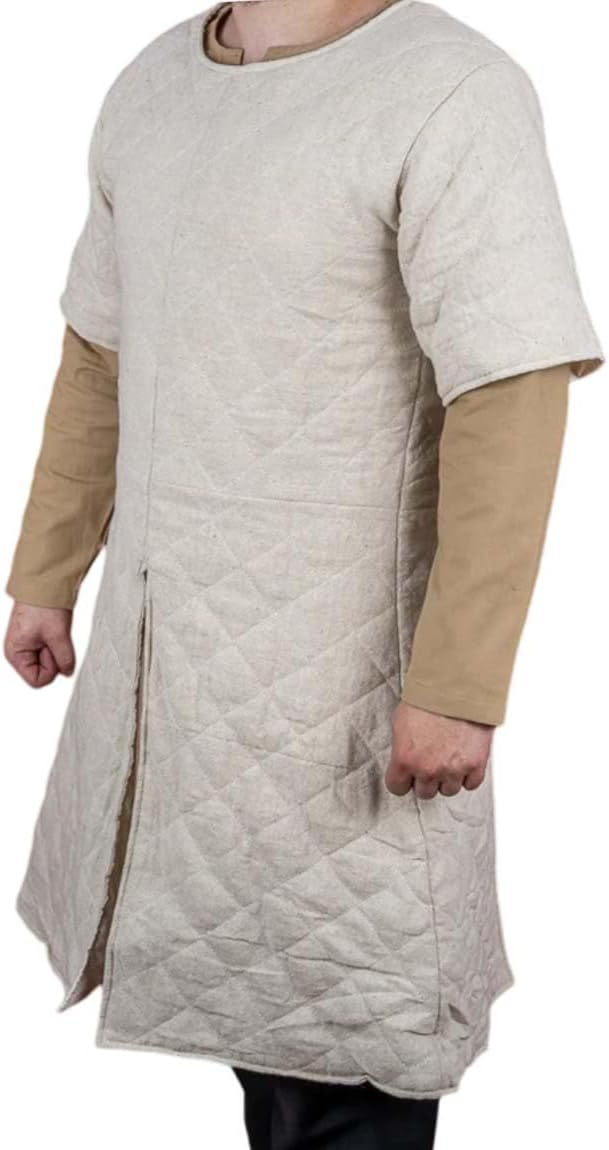 Halloween Gambeson Medieval Thick Padded Jacket Under Armor Coat Cosplay Costumes Short Sleeves Natural Cotton