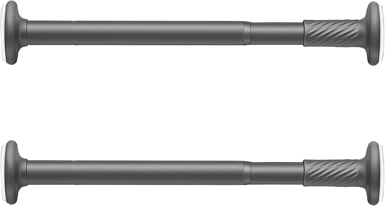 Closet Rods for Hanging Clothes 2 Pcs 7ft Extra Long Extension Rod Tension Closet, No Drilling Clothes Pole & Wardrobe Rail, Removeable Hanging Bar with Base(Gray 2 Set)