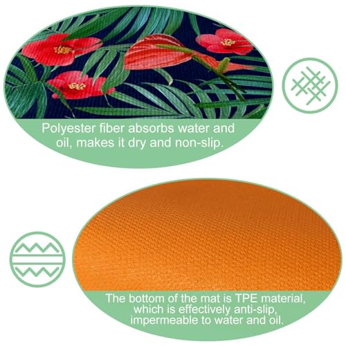 2 tapetes de cocina VAPOKF con estampado tropical lavables 6