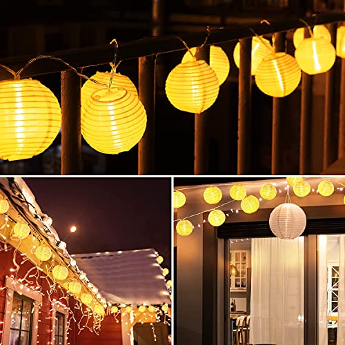 LED Lampions Lichterkette Außen Strom, 6M 30Led Erweiterbar 8 modi Lichterkette Lampion mit Fernbedienung Memoryfunktion Timer Stecker Laterne für Weihnachten Terrasse Balkon Garten Deko Warmweiß