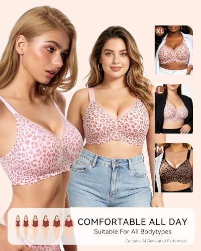 Image of VQJ Women's Wireless Jelly Full Coverage Bra Push Up Support Seamless