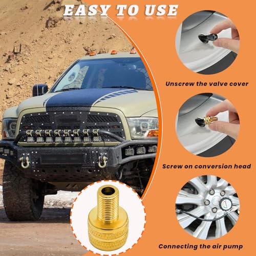 Image of 10 PCS Large Bore Tire Valve Adapter, Brass Valve Stem Adapter, External Tire Bore Valve Reducer Adapter Connector for Trucks Giant Crane, Universal Exterior Car Accessories