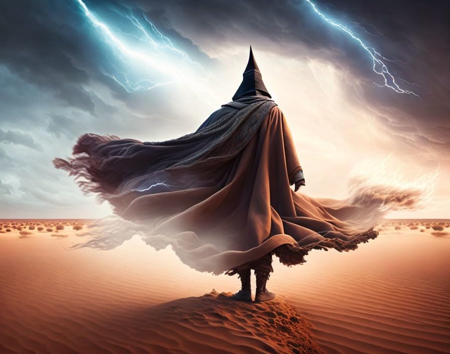 Poster tempête de vent magicien Meechi toile sans cadre déco salon 50x70 cm