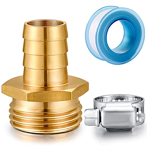 Image of Solid Brass Garden Hose Repair kit Connector with Clamps 5 /8 inch Barb x 3 /4 inch Male,Fit for Garden Hose Fitting,Male and Female Hose Fittings