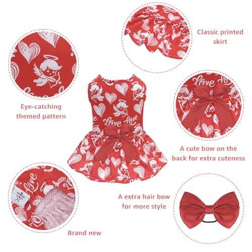 Image of CuteBone Dog Mesh Dress Valentine's Day Puppy Sundress Pet Outfit Summer Fashion for Small Dogs Girl Cat Clothes