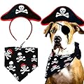 JeVenis 2 PCS Pirate Captain Costume for Dog Pirate Captain Hat Pirate Headband for Dog Puppy Halloween Costume