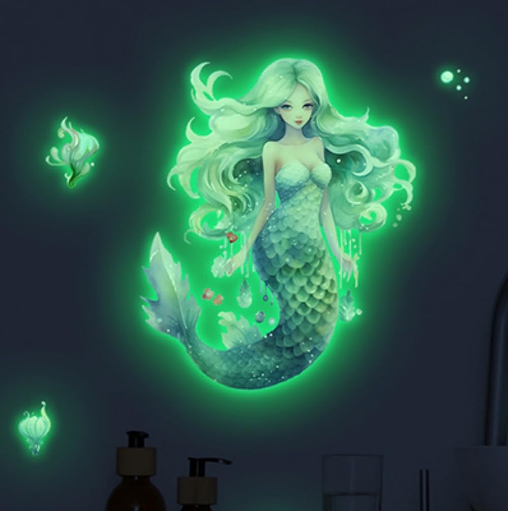 HGDESIGN® Wandtattoo Leuchtend Wandaufkleber leuchtsticker WC Toilettendeckel Aufkleber Aquarium Unterwasserwelt Fisch Badezimmer Wandsticker Klo Toilette Bad Dekoration (C)