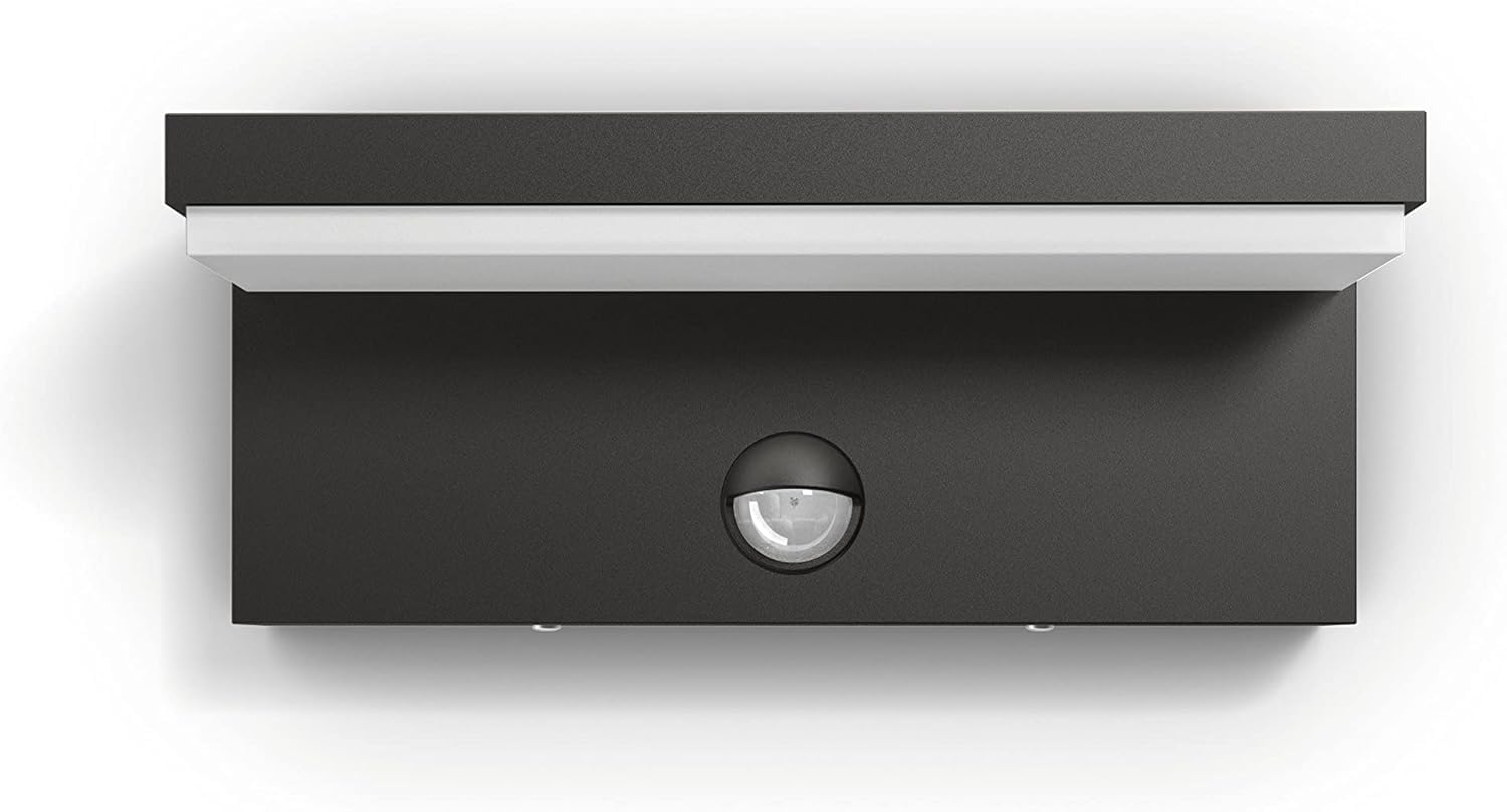 Philips Bustan Wandleuchten für den Außenbereich, 9 W, 4000 K Kaltweiß, wasserbeständig, anthrazit, IP44 wetterfest