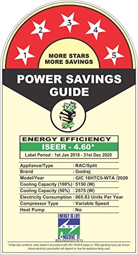Image of Godrej 1.5 Ton 5 Star Inverter Split AC (Copper, Anti Bacterial Filter, GIC 18HTC5-WTA, White)