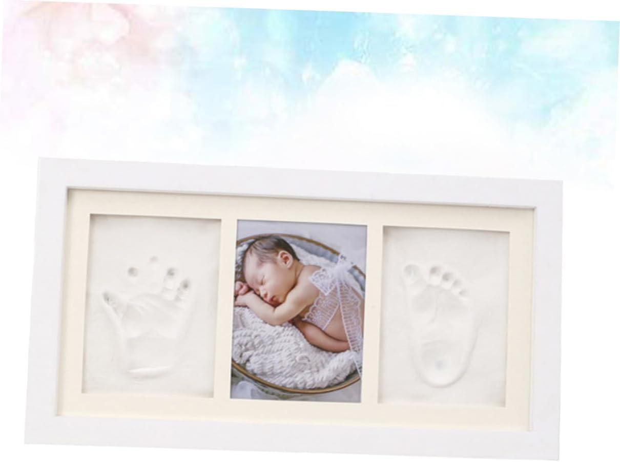 Totority Hand and Footprint Photo Frame Creative Keepsake Holder for Newborn Memories Chic White Decor for Home Office Includes White for Easy Imprints