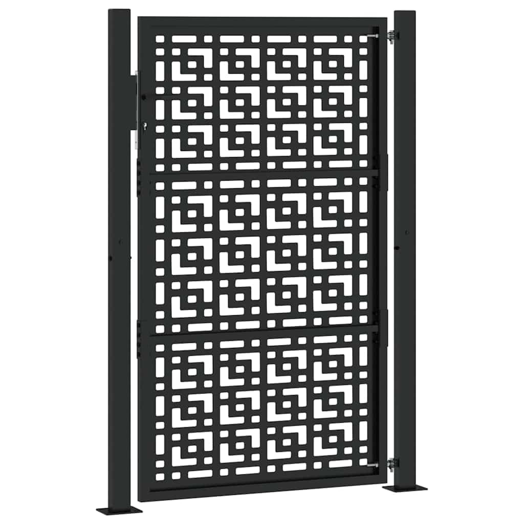 Puerta de jardín Puertas metalicas Exterior Cancela de Valla Barrera de Jardín Puerta de Valla de Jardín con Sistema con Cerradura Entrada Exterior-Negro-105 x 155 cm-Dise?o Cruzado