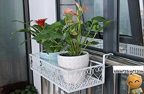 Railing Flower Box Holder Plants Hanging Basket Adjustable Flower Box Holder White Color