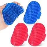guduling 4 Pcs Cat Face Scratcher,Silicone Grooming Strap Pad for Cats,Cat Self Groomer Corner Scratcher,with Adjustable Loop Handle,for Indoor Cats,Dog and Pets (Blue+Rose Red)