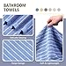 HEAVYWOOD Bath Towels Set of 2 Striped 100% Cotton Reversible, Soft & Absorbent Decorative Bath Towel for Bathroom Clearance (Blue/White Stripe, 2Pack)