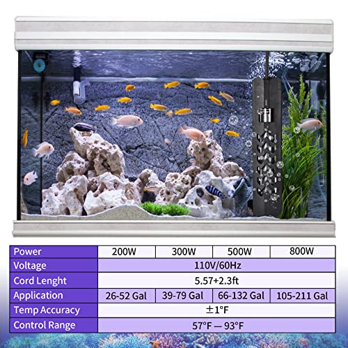 image for Woliver Aquarium Heater,200W 300W 500W 800W Fish Tank Heater - Fast He