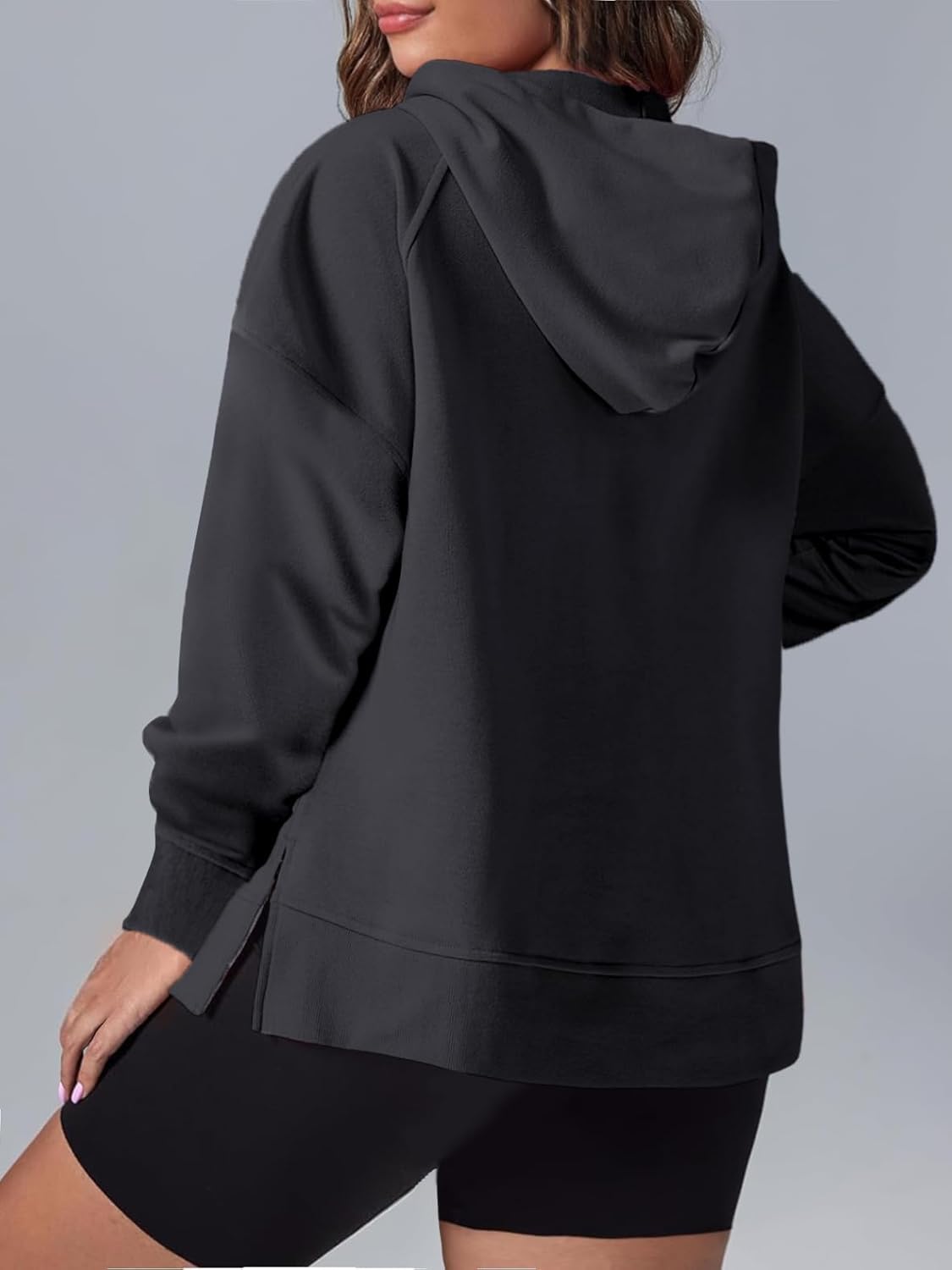 Eytino Women Plus Size Sweatshirt Half Zip Long Sleeve Hoodies Tops Oversized Casual Sweaters with Pockerts(1X-5X) - Image 2