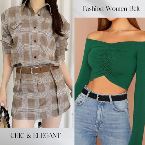 Image of WHIPPY Women Casual Leather Belt for Jeans Pants, Fashion Ladies Waist Dress Belt