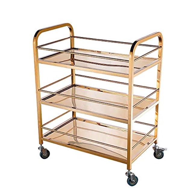 3 Tier Bar Cart Kitchen Storage Trolley with Wine Bottle Rack and Wheels-oGubsu99
